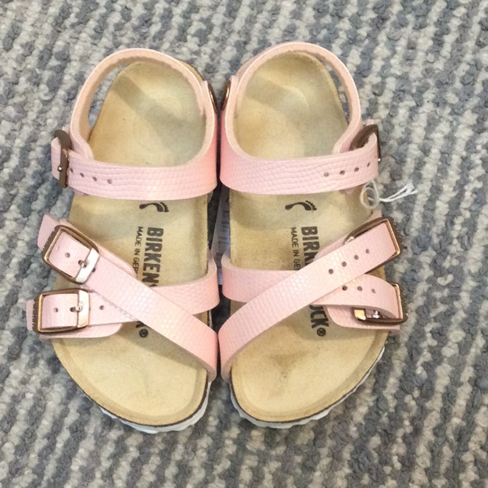 Birkenstock kumba kids shiny lizard light rose NWT NIB